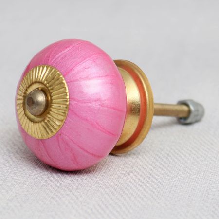 Solid Dark Neon Pink Ceramic Drawer Knob